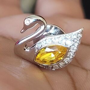 Swarovski Crystal Swan Lapel Pin